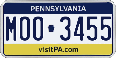 PA license plate MOO3455