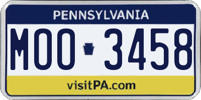 PA license plate MOO3458