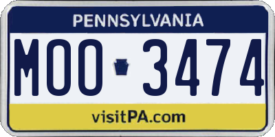 PA license plate MOO3474