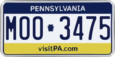 PA license plate MOO3475