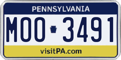 PA license plate MOO3491
