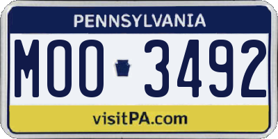 PA license plate MOO3492