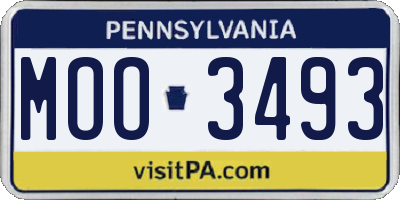 PA license plate MOO3493