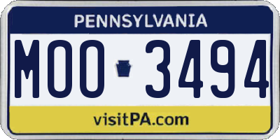 PA license plate MOO3494