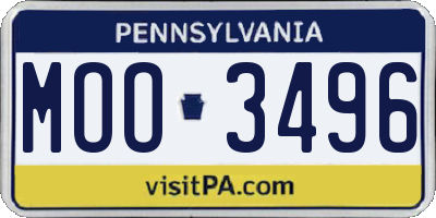 PA license plate MOO3496