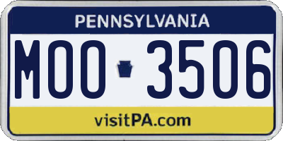 PA license plate MOO3506