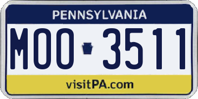 PA license plate MOO3511