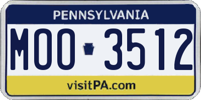 PA license plate MOO3512