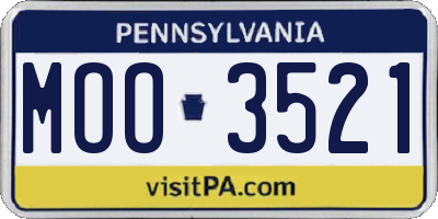 PA license plate MOO3521