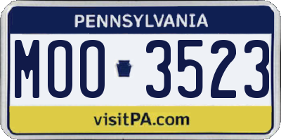 PA license plate MOO3523
