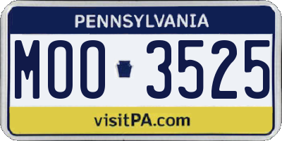 PA license plate MOO3525