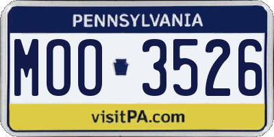 PA license plate MOO3526