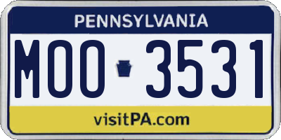 PA license plate MOO3531