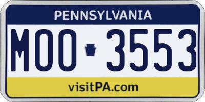 PA license plate MOO3553