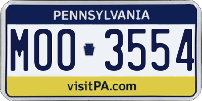 PA license plate MOO3554