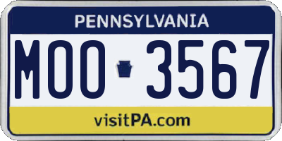 PA license plate MOO3567