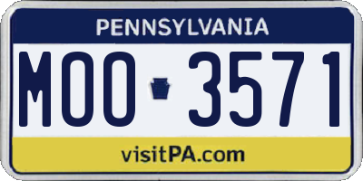 PA license plate MOO3571