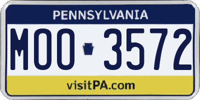 PA license plate MOO3572