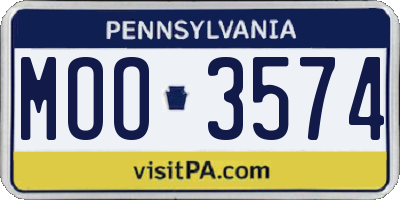 PA license plate MOO3574