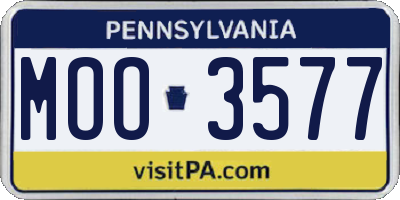 PA license plate MOO3577