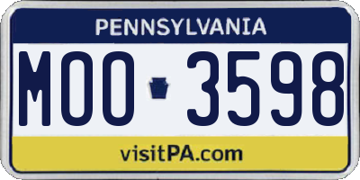 PA license plate MOO3598
