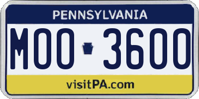 PA license plate MOO3600