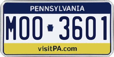 PA license plate MOO3601