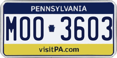 PA license plate MOO3603