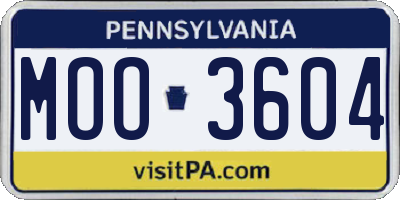 PA license plate MOO3604