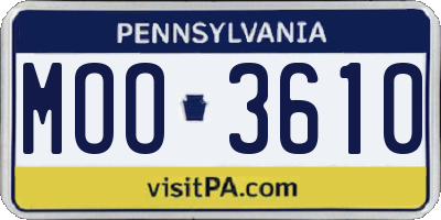 PA license plate MOO3610