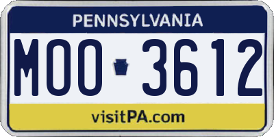 PA license plate MOO3612