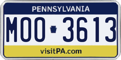 PA license plate MOO3613
