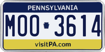 PA license plate MOO3614