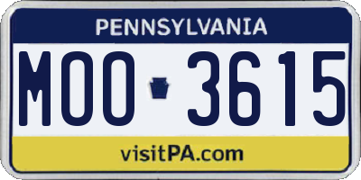 PA license plate MOO3615