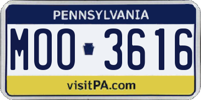 PA license plate MOO3616