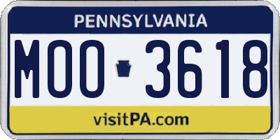 PA license plate MOO3618