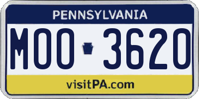 PA license plate MOO3620