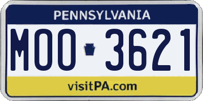 PA license plate MOO3621