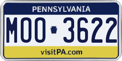 PA license plate MOO3622