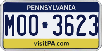 PA license plate MOO3623