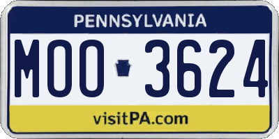 PA license plate MOO3624