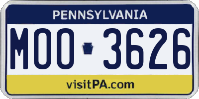 PA license plate MOO3626