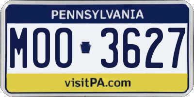 PA license plate MOO3627