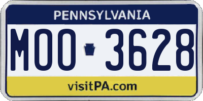 PA license plate MOO3628