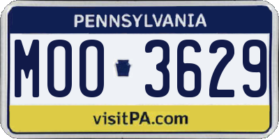PA license plate MOO3629