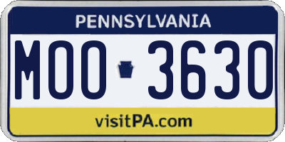 PA license plate MOO3630