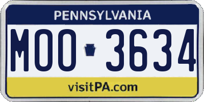 PA license plate MOO3634