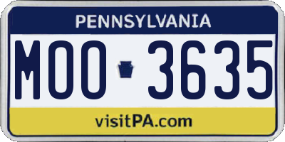 PA license plate MOO3635