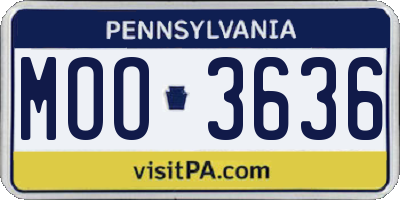 PA license plate MOO3636