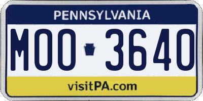 PA license plate MOO3640